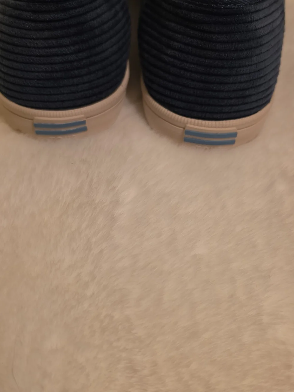 Toms Navy Blue Corduroy Slip-On Loafers with White Outsole